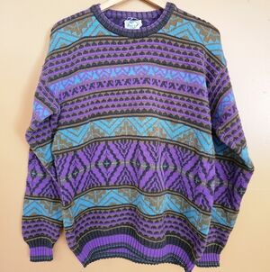🌱SOLD🌱Puritan Men's Sweater in Purple, Blue, and Brown